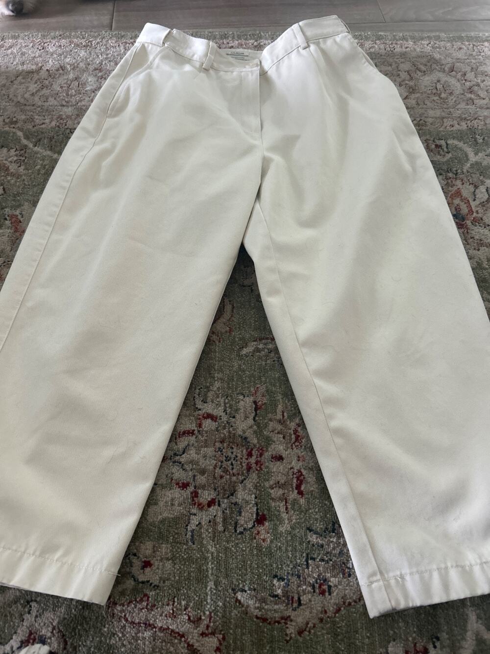 L.L. Bean Women's Bayside Twill Cropped Pants White 10 Petite 301529